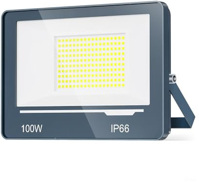 TOPAUBUB Spot LED Extérieur 100W Blanc Froid - 10000LM 6500K IP66 Projecteur LED Extérieur Etanche Lampe Phare Halogene Exterieur Jardin Terrasse(1 Pièce)