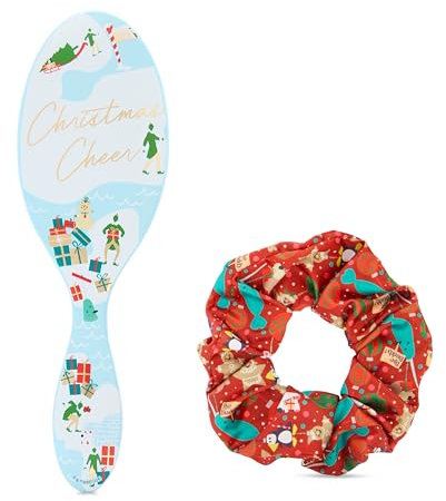 Wet Brush Festive Elf Orginal Detangler. Ultra Soft bristles for all hair types, wet, dry or damaged. 1 brush and a scrunchie with every festive brush gift set.