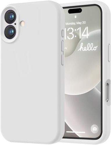 LOVE 3000 Designed for iPhone 16 Case, Premium Silicone with [Soft Anti-Scratch Microfiber Lining] Shockproof Protective Phone Case for Lanyard 6.1, White