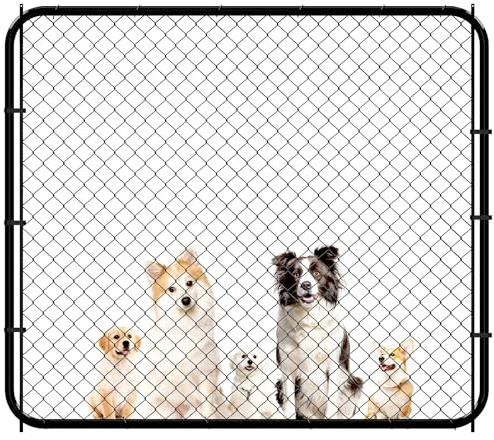 Kicari 26-72 Wx60 H Chain Link Fence Gate, Anti-Rust PVC-Coated Garden Fence with Gate, Adjustable Outdoor Fence Gate Kit for 2.2–6ft Openings with Round Corner Frame for Yard, Patio & Entry