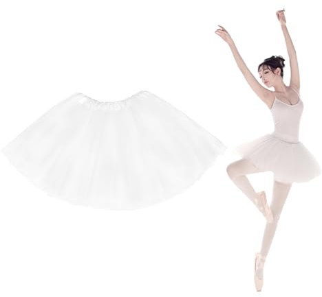 AWAVM Molain Tutu 3 Layers Top Tulle Skirt,Ballet Glitter Gauze Costume,Christmas Parties Ballerina Dance Half Skorts,Stage Performance Ballet Costumes,White Tulle Skirt Vintage Prom Dress-up