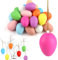 Ostereier Zum Aufhängen 6 x 4cm | Bunte Plastik Ostern Eier aus Kunststoff | Plastikeier zum Aufhängen & Dekorieren Kunststoffeier für draußen und innen Osterdeko Deko zu Ostern (24PCS)
