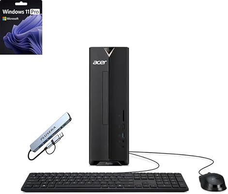 acer Aspire Desktop | 64 GB de RAM | Almacenamiento de 2.5 TB (SSD de 2 TB + 512 GB Docking Station Set | Windows 11 Pro con Microsoft Office Trial | Intel Celeron de doble núcleo | Teclado y mouse |
