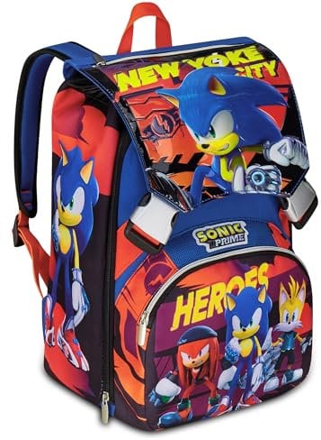 Seven Sonic Rucksack mit doppeltem ausziehbarem Fach, Blau, große Kapazität, vorgeformte Rückenlehne, Kinder, Grundschule, blau, Taglia unica, Casual