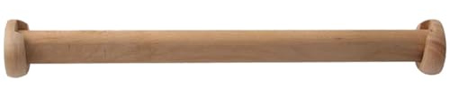 Cammeciso Holzstangen für kleiderschränke,Stange schrankrohr aus Holz,Ovale kleiderschrankstange,mit Endstützen,Ovale,Naturholz,Aufhängen von Kleidung mit Endstützen