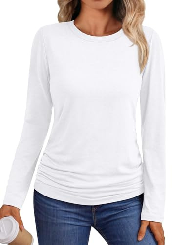 Suncife Women Fall Casual Long Sleeve Tshirts Crewneck Soft Plain Tops | Breathable and Soft Fabric, Comfy to Your Skin, Dressy Plain Design, Fashion Side Crush