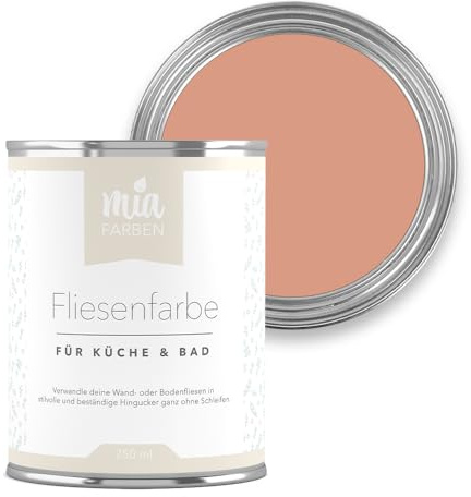 miafarben Fliesenfarbe ohne Schleifen matt 750ml (Lebhaftes Terrakotta) | Fliesenlack für Wand und Boden in Bad und Küche, hochdeckend, wischfest, strapazierfähig, wasserbasiert