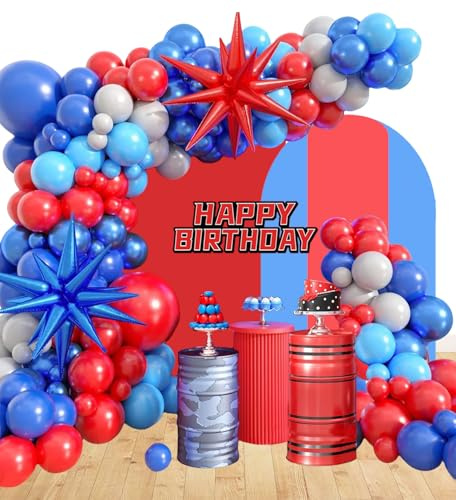 Geburtstags Blau Rot Grau Luftballons Dekorationen Spider Geburtstag Deko für Geburtstags Dekorationen Partyzubehör