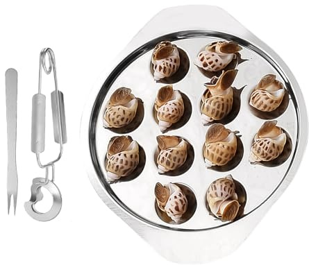 Escargot en acier inoxydable - Élégant plateau de service argenté pour douze tasses - Pièce de cuisson résistante aux hautes températures - Ustensile de cuisson traditionnel - Vaisselle culinaire