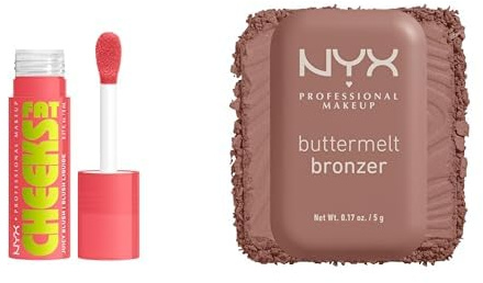 NYX Professional Makeup- Set: Buttermelt Bronze Bronzer, Farbe: Butta me Up, 1 x 5 g & Fat Cheeks Juicy Blush – Flüssiges Rouge, Farbe: Fig Fizz, 8 g