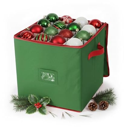 Relaxdays Weihnachtskugel Aufbewahrungsbox, 64 Kugeln, HxBxT: 33 x 33 x 33 cm, Polyester, Pappe, Kugelkiste, Farbwahl