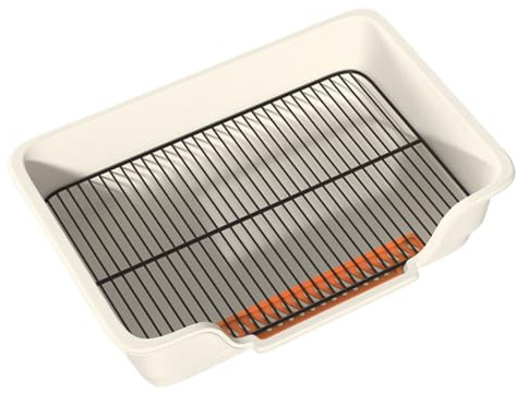 Arenero Grande para Gatos - Rejilla de Acero Inoxidable Extraíble para Inodoro de Entrenamiento | Baño para Perros con Recipiente | para Mascotas en Interiores Exteriores Casas Apartamentos Hogares y