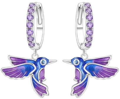 MISEFF 925 Silber Anhänger Ohrringe, Schmetterlinge und Blumen und Blätter Design - Mode Schmuck Geschenk für empfindliche Ohren