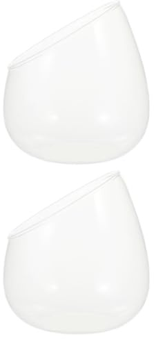 minkissy 2pcs Glass Vase Terrarium Slant Cut Bubble Bowl Elegant Contemporary Removable Candlestick for Air Plants and Bathroom