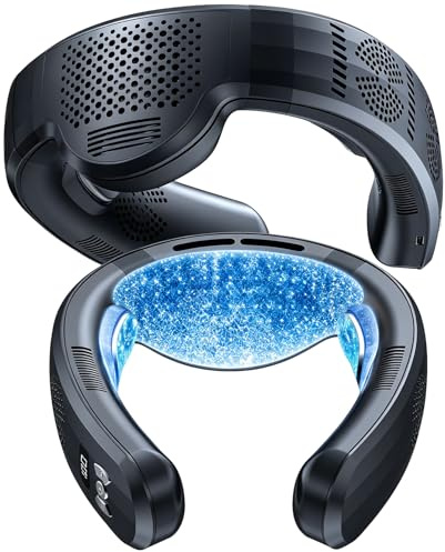 Ventilatore portatile da collo, condizionatore d'aria 2026 indossabile con 3 piastre di raffreddamento, area di raffreddamento 4739 mm², flusso d'aria 3D, ventola personale ricaricabile USB-C da 6000