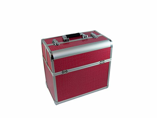 N&BF Profi Kosmetikkoffer groß Alu Friseurkoffer Schminkkoffer Multikoffer Nagelkoffer Beautycase abschließbar 2 Etagen + Fächer leer mit Einteilung zum Aufklappen (Pink)