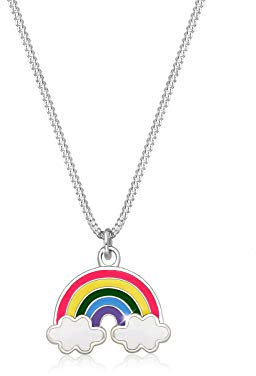 Elli Halskette Kinder Regenbogen Wolke Anhänger mit Emaille Bunt in 925 Sterling Silber