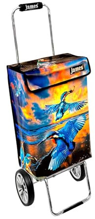 James® Einkaufstrolley modern Design Kingfisher, Einkaufswagen bunt, Hackenporsche, Shopping-Lifestyle, Planenmaterial, bis 50kg Tragkraft, Grosse Räder, Made in Vienna
