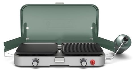Coleman Cascade 3-in-1 Outdoor Camp Stove, Portable Cooktop with Included Cast-Iron Grill & Griddle Accessories, 24,000 BTUs of Power for Camping, Tailgating, Grilling