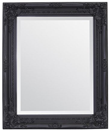 Select Mirrors Rhone Wall Mirror – French Vintage, Antique Baroque Style - 50cm x 60cm (Black)