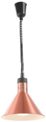 HENDI Lampada termica regolabile in altezza, conica, lampada da cucina per riscaldare gli alimenti, lampada a infrarossi, 230V, 250W, ø275x(H)250mm, Rame, Alluminio