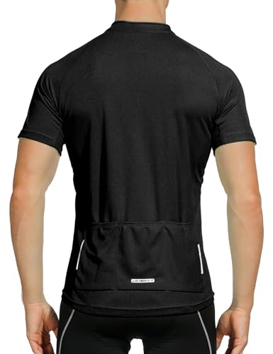 INBIKE Radtrikot Herren Kurzarm Fahrradtrikot Kurz Ärmellos Shirt Fahrrad Trikot Jersey Aus Elastischem Atmungsaktiv Schnell Trockendem Stoff Schwarz M