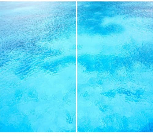 DAMU | Herdabdeckplatte 2teilig 2x30x52 Herdabdeckung Ceranfeld Glasschneideplatte Ceranfeldabdeckung Herdplattenabdeckung Kochfeld Abdeckung Schneidebrett Glasplatte Blau Meer