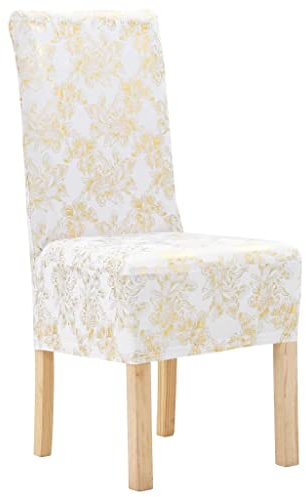 vidaXL 6X Fundas de Silla Elásticas Rectas Blancas Doradas Cubiertas Asientos