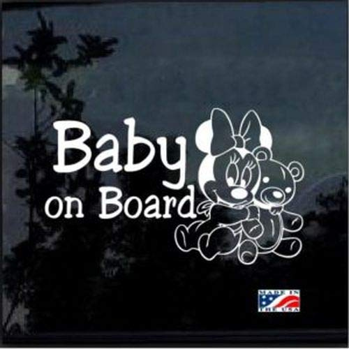 myrockshirt Baby on Board Minnie Bear Sticker Aufkleber Hobby ca 20cm Aufkleber Autoaufkleber Sticker Decal ohne Hintergrund UV&Waschanlagenfest