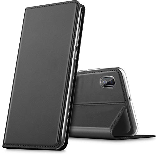Verco Handyhülle für Samsung A10, Premium Handy Flip Cover für Samsung Galaxy A10 Hülle [integr. Magnet] Book Case PU Leder Tasche, Schwarz
