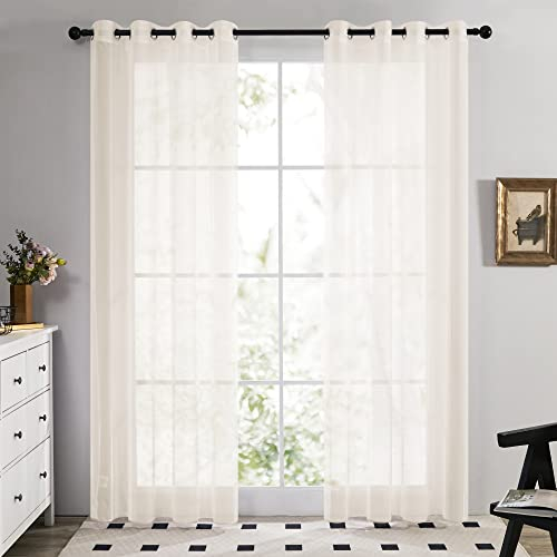 Deconovo 2 Stück Vorhang für Tür Fenster modernes Design Dekoration Wohnzimmer mit Ösen, Beige, 140 x 260 cm
