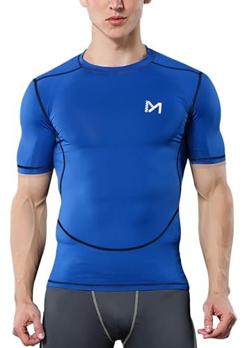 MEETYOO Camiseta Compresion Hombre, Manga Corta Camisetas Ropa Deportiva para Running Gym Ciclismo