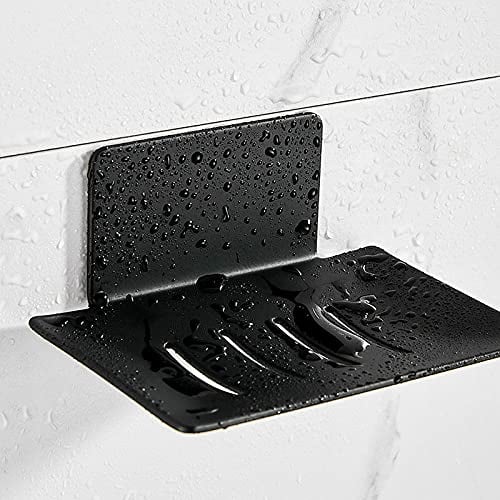 ZITFRI Porte Savon Mural sans Perçage Porte-Savon Douche en Acier Inoxydable Porte Savon INOX Auto-Adhésif pour Stocker Eponges Brosses Savon pour Salle de Bain Cuisine Balcon (Noir)