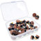RIVIEVAL 24 Schraubspitzen, 10 mm Queuespitzen Pool Billard Queuespitzen Ersatz mit Aufbewahrungsbox für Pool Queues und Snooker-Braun