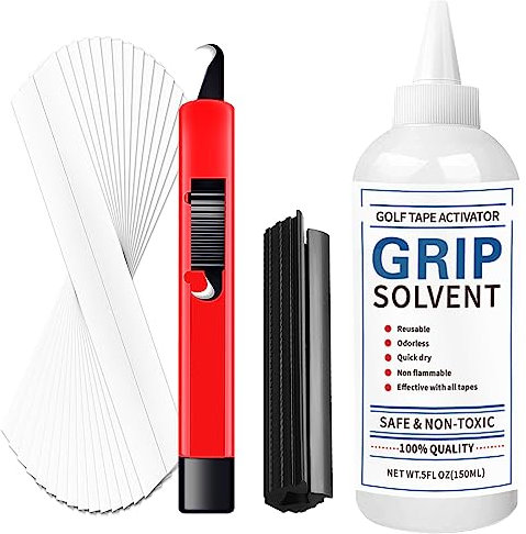 FINGER TEN Golf Grip Kits for Regripping Golf Clubs Professional Repair Premium Hook Blade, Grip Tape Strips,Grip Solvent, Rubber Vise Clamp (Grip Solvent+ Hook Blade+ Rubber Vise Clamp+15 Tapes)