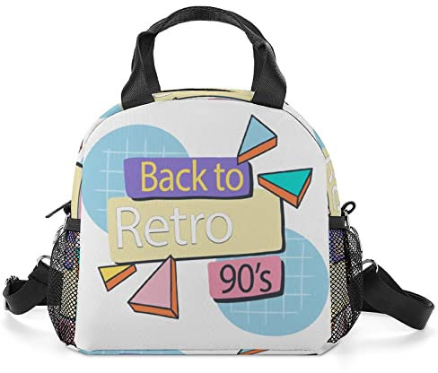 LafalPer Sac Repas Isotherme Imprimé Sac a Déjeuner Filles Enfants Sac à Lunch Personnalisé pour École Bureau Plage Logo rétro des années 90