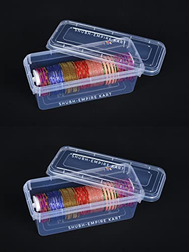 Shubh Empire Kart One Rod Armreif-Box für Damen, Boxen zur Aufbewahrung, Kunststoff, große Größe, Schmuckschatulle für Reisen, Braut, tragbarer Chudi-Organizer für Reisen, transparenter Organizer, 2