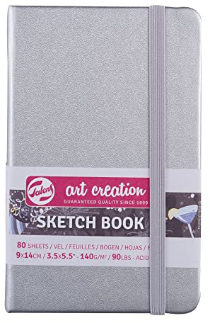 Talens Art Creation Skizzenbuch, 80 Blatt, 9 cm x 14 cm, silberfarben glänzend