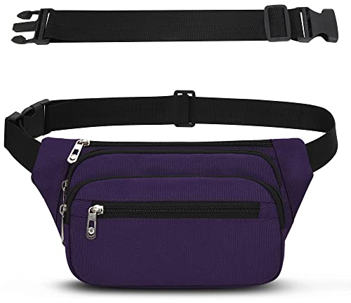 IHIGOGOFA Bauchtasche Gürteltasche Hüfttasche mit Einem 60 cm Verlängerten Gürtel Unisex Modern Umhängetaschen Handytasche für Outdoor Reise Wandern Hundetraining Damen und Herren (Violett)