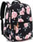 Leaper Wasserabweisender Rucksack mit Blumenmuster, Schwarz-rosa Blume [8005up], Large-more layers-15.6, Traditionelle Rucksäcke