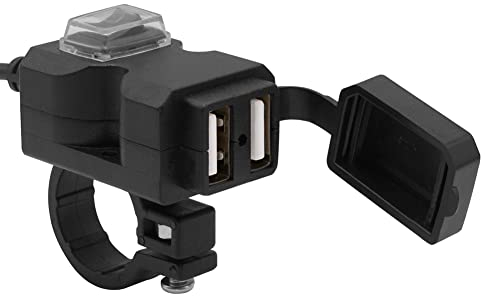 9V-24V Motorrad Handy Ladegerät, MoreChioce 10W Dual USB Ladegerät Buchse Motorrad Lenker Steckdose Wasserdichtes Motorrad Telefon Ladegerät Schnellladung USB Anschluss Lenkerhalterung