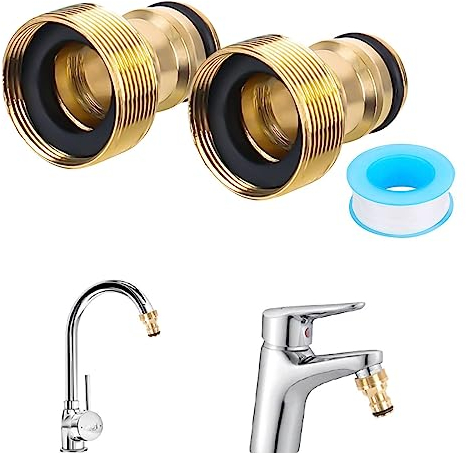 smtfcty Garden Hose Tap Connector 2 Pack Universal Kitchen Tap Hose Connector, Sink Mixer Tap Connector Fitting Adapter Kitchen Sink, Bathroom,Kitchen,Garden Watering Tap Connector