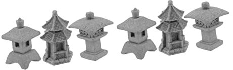 YARNOW 2 Sets Gartenpagoden Und Bonsai-statuen Miniatur-pavillon- Für Gartendekorationen Im Freien 3 Stück * 2