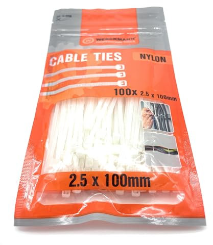 lot de 100 colliers de serrage 2,5x100mm blancs, serre flex Werckmann, nylon, attache câble, pour particulier et professionnel