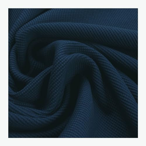 Stoff am Stück Stoff Baumwolle Elastan Waffel Jersey marine Waffelstrick elastisch dunkelblau