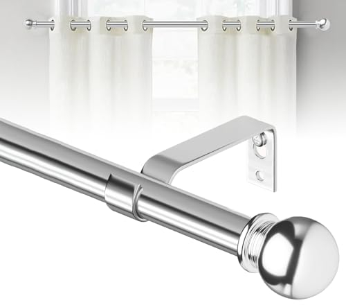 silber gardinenstange 300 cm lang, gardinenstange edelstahl set mit Halterungen, 16mm wandmontage gardinenstange polierter chrom 3m lang, gardinenstange outdoor wetterfest
