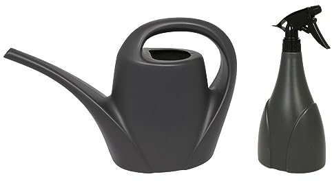 MePla - Set Regadera 3,0l Interior + Pulverizador 1,0l - Antracita, Resistente a la Intemperie De Resistente-UV Plástico