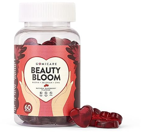 Gomicare | Sugar Free Gummies for Hair, Skin and Nails | 60 Gummies | with 5000 UG of Biotin, Folic Acid, Selenium, Zinc and 8 Vitamins and Minerals | Vegan | Gluten Free