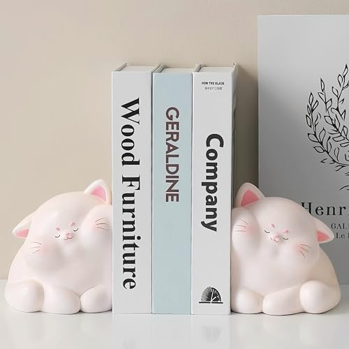 Gepnuoqt Serre-livres décoratifs en forme de chat mignon, serre-livres uniques pour tenir des livres, support de livre créatif en résine, pour décoration d'intérieur, bibliothèque, bureau, décoration