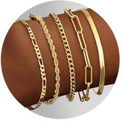 Dochais 5-7 Pcs Gold Armbänder Armband Damen,18k Vergoldet Armband Damen,Cubic Zirkonia Gold Armband Damen,Ketten Armbander Set Modeschmuck Für Damen Mädchen (Gold(5pcs)